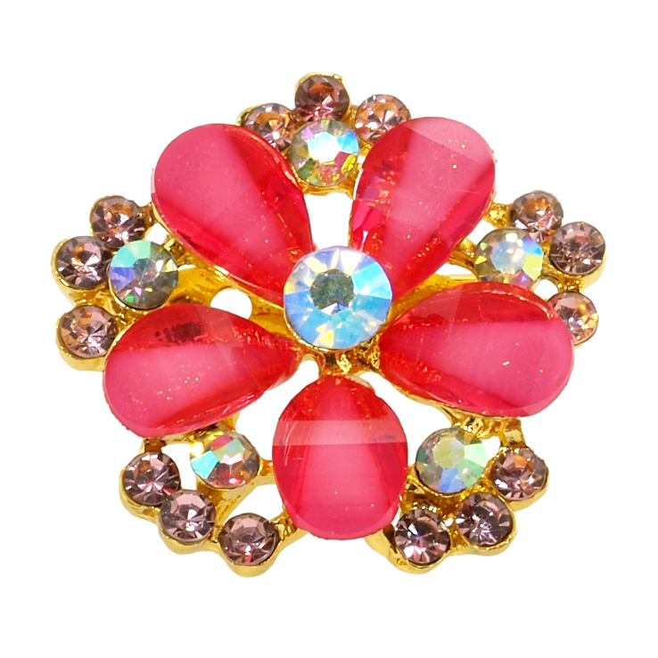Брошь Цветок с розовыми стразами фото №4 Брошь Цветок с розовыми стразами фото №4