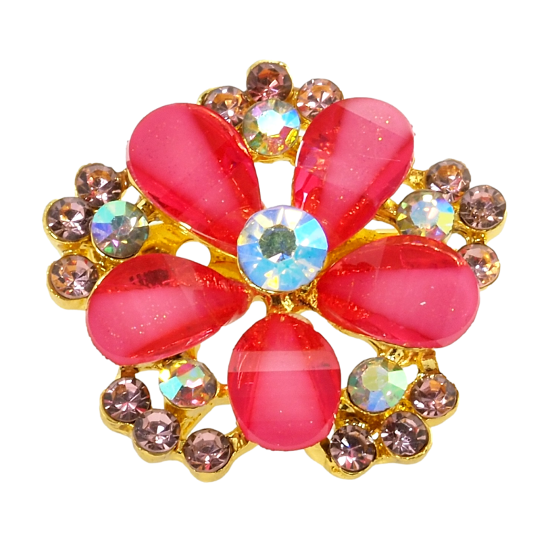 Брошка Квітка з рожевими стразами фото №1