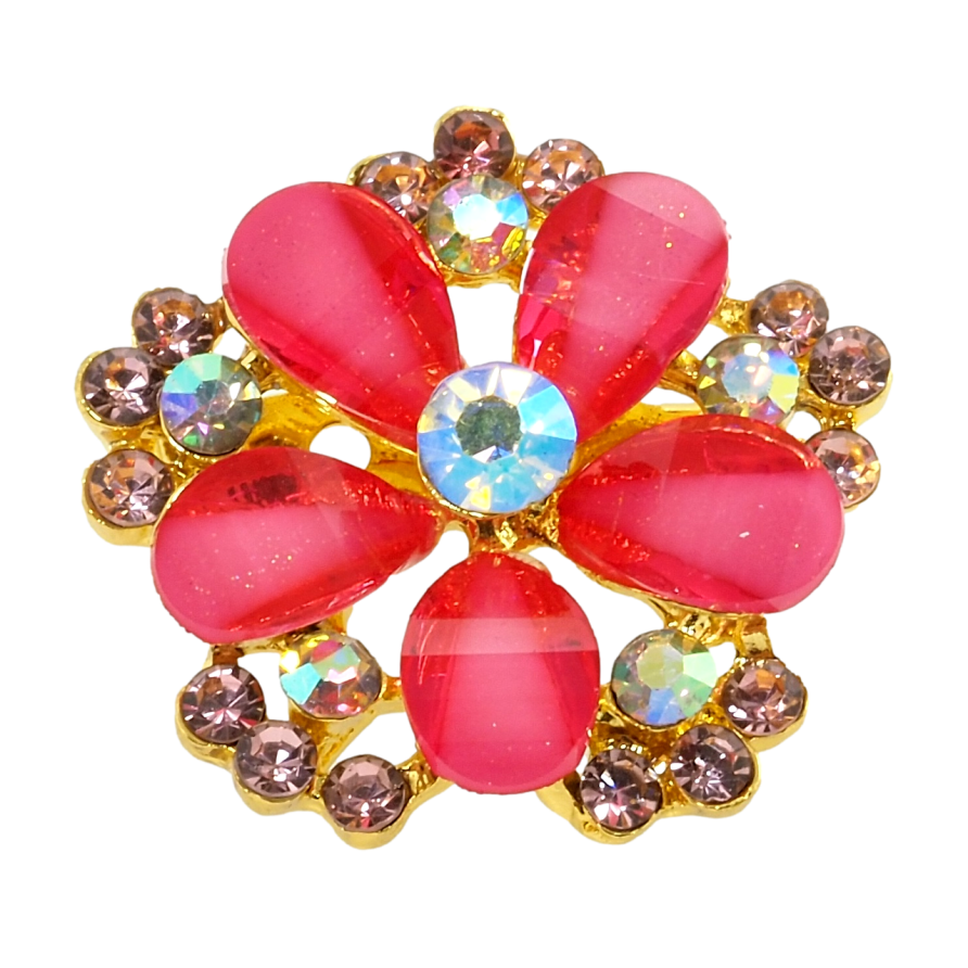 Брошка Квітка з рожевими стразами фото №1 Брошка Квітка з рожевими стразами фото №1