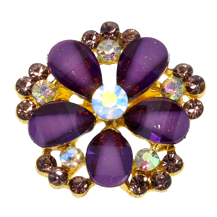 Брошь Цветок с сиреневыми стразами фото №14
