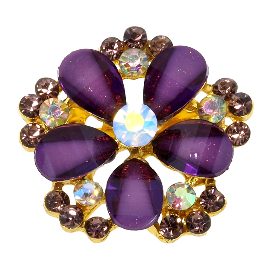 Брошь Цветок с сиреневыми стразами фото №1