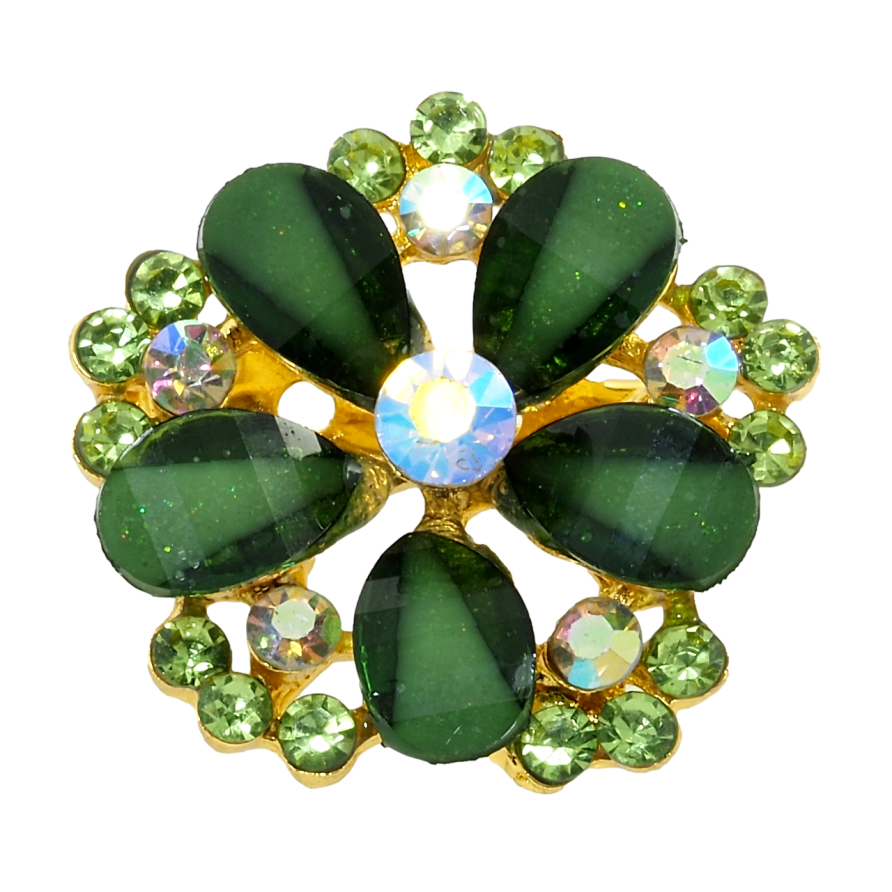 Брошка Квітка із зеленими стразами фото №1 Брошка Квітка із зеленими стразами фото №1