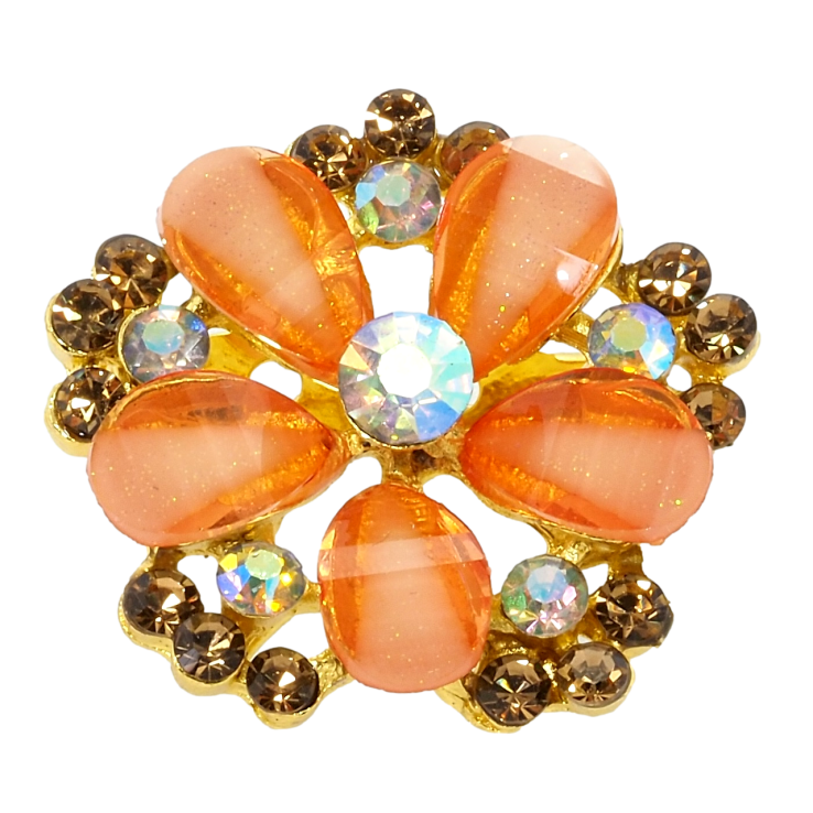 Брошь Цветок с оранжевыми стразами фото №21 Брошь Цветок с оранжевыми стразами фото №21