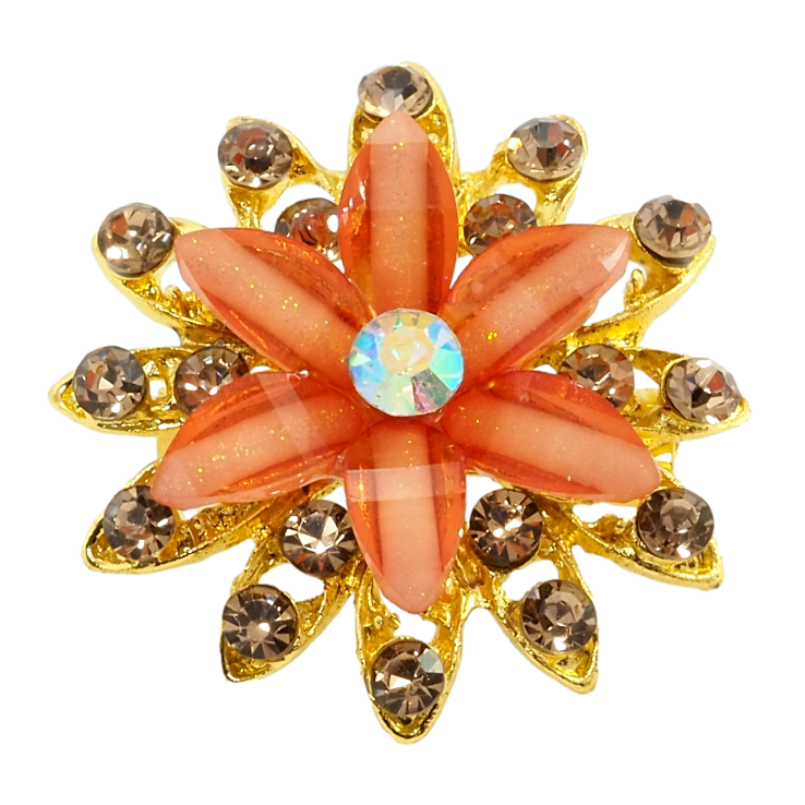 Брошь Цветок с оранжевыми стразами фото №22 Брошь Цветок с оранжевыми стразами фото №22
