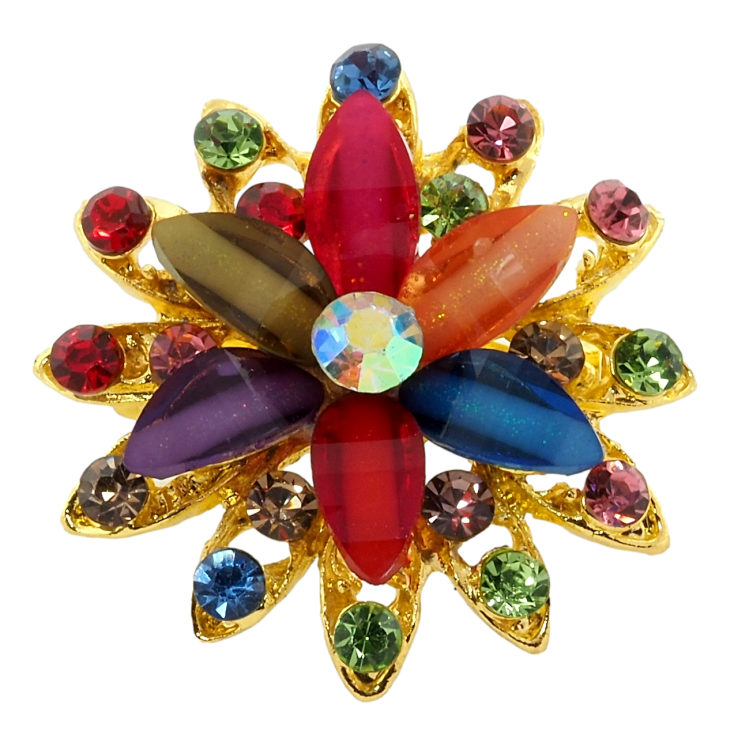 Брошка Квітка з різнокольоровими стразами фото №18 Брошка Квітка з різнокольоровими стразами фото №18