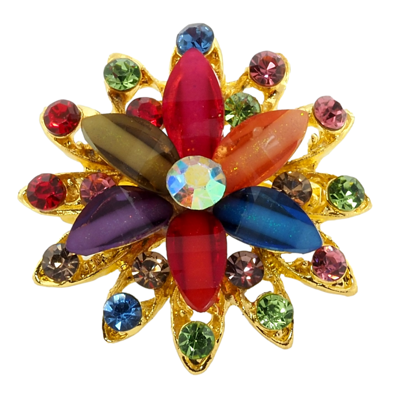 Брошь Цветок с разноцветными стразами фото №1 Брошь Цветок с разноцветными стразами фото №1