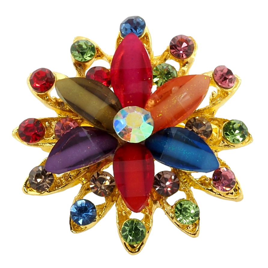 Брошь Цветок с разноцветными стразами фото №1 Брошь Цветок с разноцветными стразами фото №1