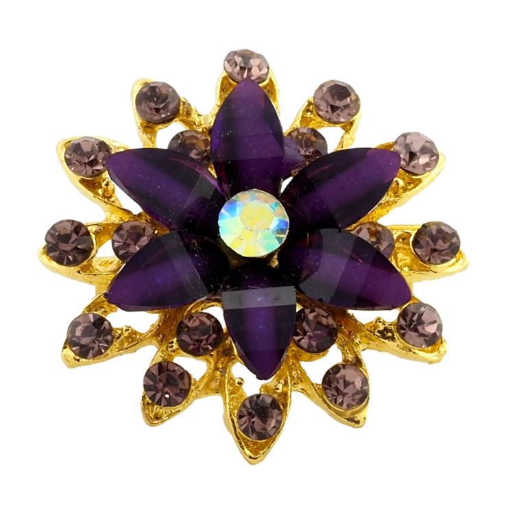 Брошь Цветок с сиреневыми стразами фото №11