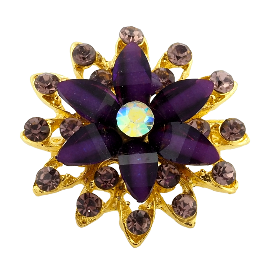 Брошь Цветок с сиреневыми стразами фото №1 Брошь Цветок с сиреневыми стразами фото №1