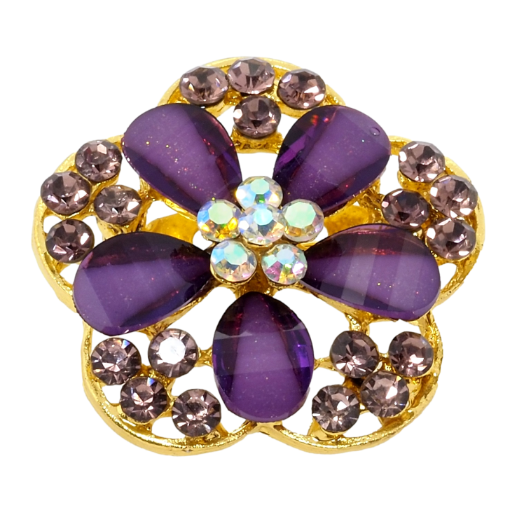 Брошь Цветок с сиреневыми стразами фото №13