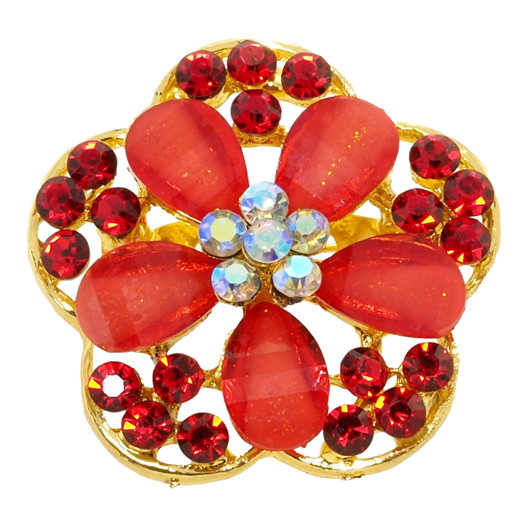 Брошь Цветок с красными стразами фото №12 Брошь Цветок с красными стразами фото №12