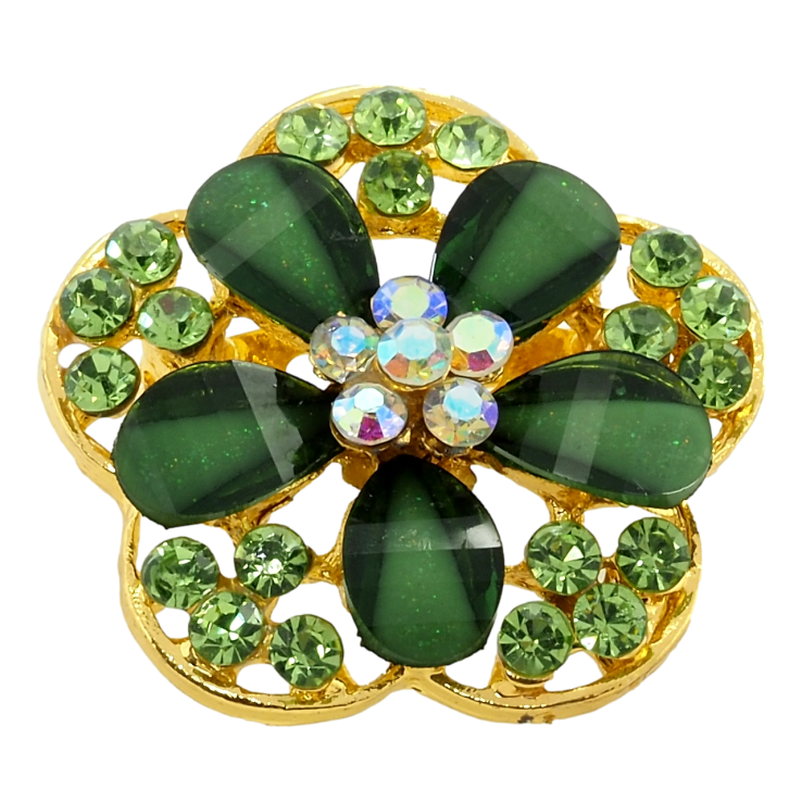 Брошка Квітка із зеленими стразами фото №13 Брошка Квітка із зеленими стразами фото №13
