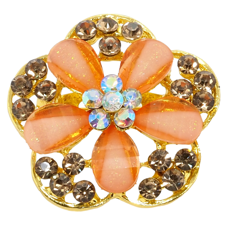 Брошка Квітка з помаранчевими стразами фото №25 Брошка Квітка з помаранчевими стразами фото №25