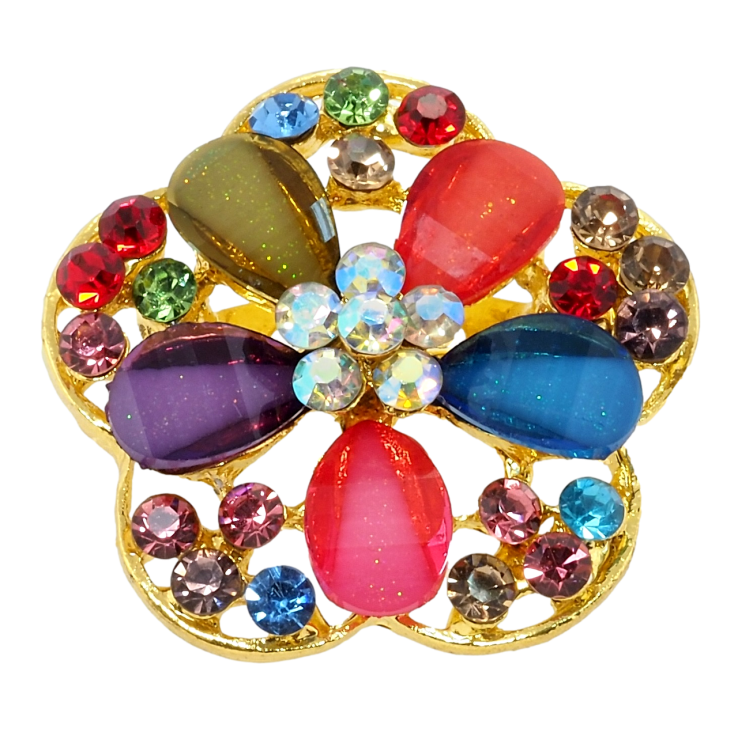 Брошка Квітка з різнокольоровими стразами фото №14 Брошка Квітка з різнокольоровими стразами фото №14