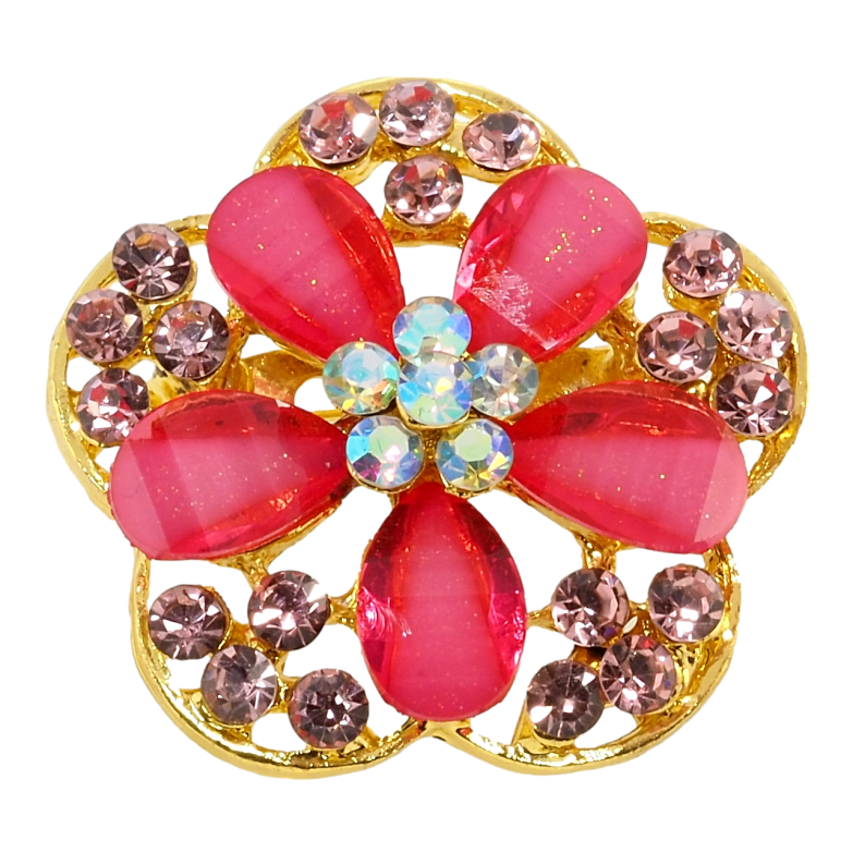 Брошь Цветок с розовыми стразами фото №3 Брошь Цветок с розовыми стразами фото №3