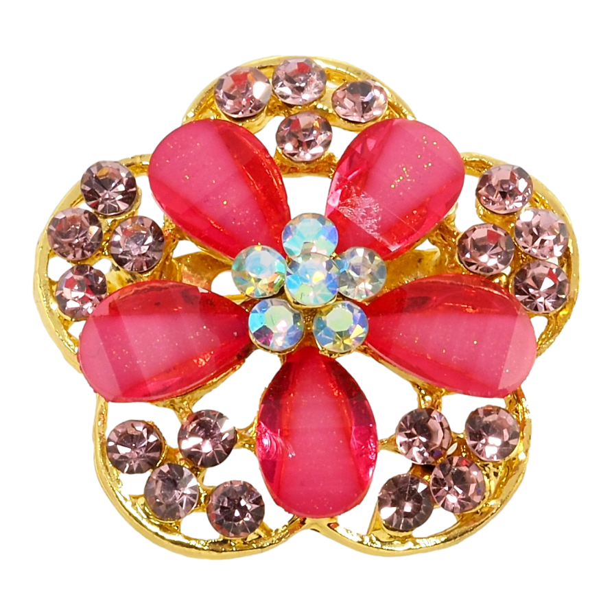 Брошь Цветок с розовыми стразами фото №1 Брошь Цветок с розовыми стразами фото №1