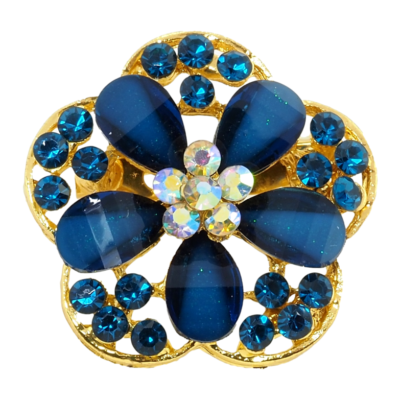 Брошь Цветок с синими стразами фото №2 Брошь Цветок с синими стразами фото №2