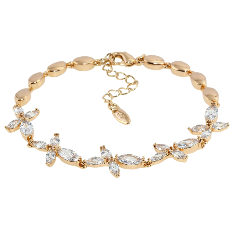 Браслет Xuping Позолота 18K Кристальні квіточки довжина з дод. ланцюжком 16-19.5см х 4мм фото №1