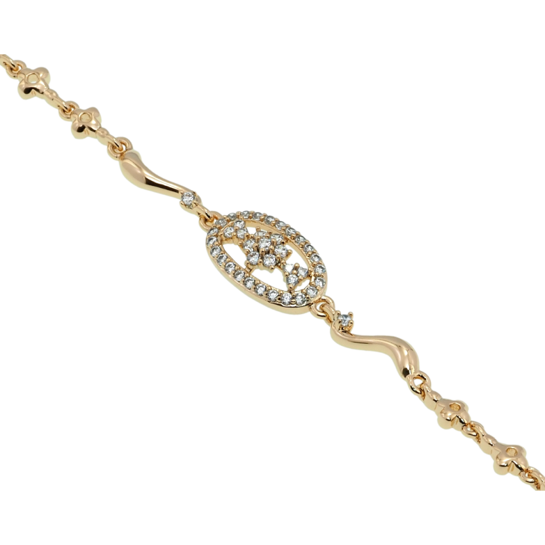 Браслет Xuping Позолота 18K Цветочная вставка с цирконием длина с доп.замком 17.5,19.5см х 4-9мм фото №1