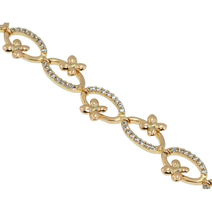 Браслет Xuping Позолота 18K Овальні ланки з квіточками довжина з дод. замком 17.5,19.5см х 8мм фото №13