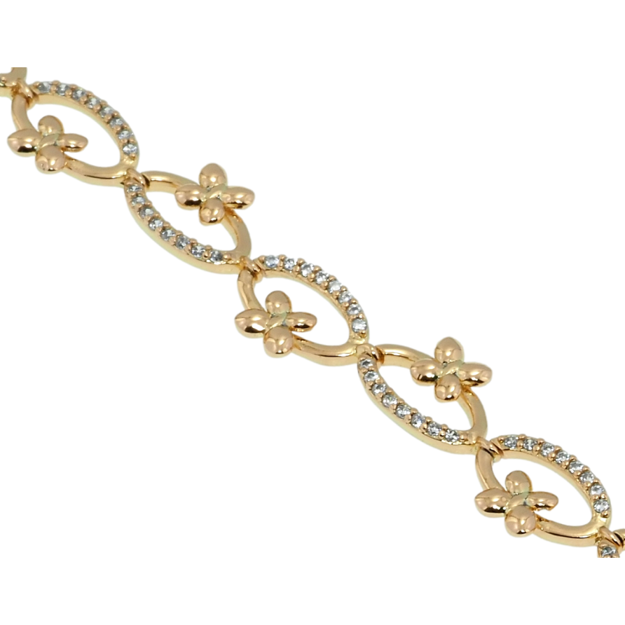 Браслет Xuping Позолота 18K Овальные звенья с цветочками длина с доп.замком 17.5,19.5см х 8мм фото №1 Браслет Xuping Позолота 18K Овальные звенья с цветочками длина с доп.замком 17.5,19.5см х 8мм фото №1