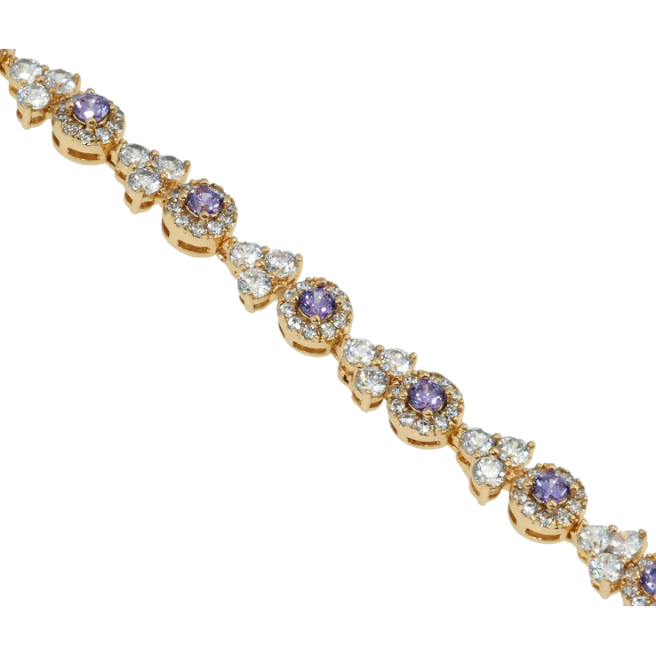 Браслет Xuping Позолота 18K Грация с белыми и сиреневыми фианитами длина с доп.замком 17,19см х 5мм фото №8 Браслет Xuping Позолота 18K Грация с белыми и сиреневыми фианитами длина с доп.замком 17,19см х 5мм фото №8