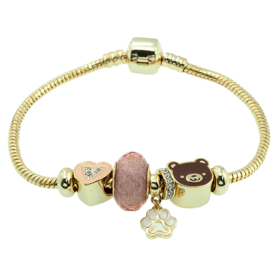 Браслет Xuping Позолота 14K В стиле Pandora Ювелирный шнур с бусинами длина 18.5см х 3мм фото №1