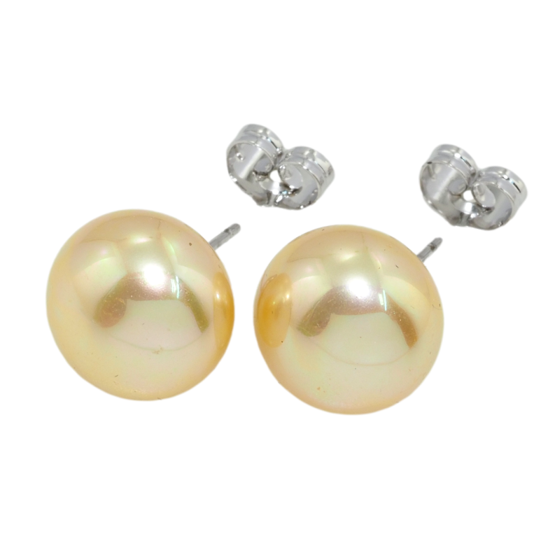 Сережки Xuping Родій пусети Жовті перлини ø 14мм фото №1