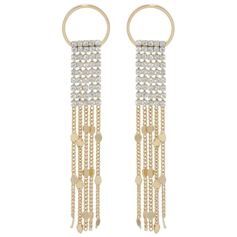 Сережки Xuping QQMM Позолота 18K пусети Ланцюжки на колечку фото №1 Сережки Xuping QQMM Позолота 18K пусети Ланцюжки на колечку фото №1