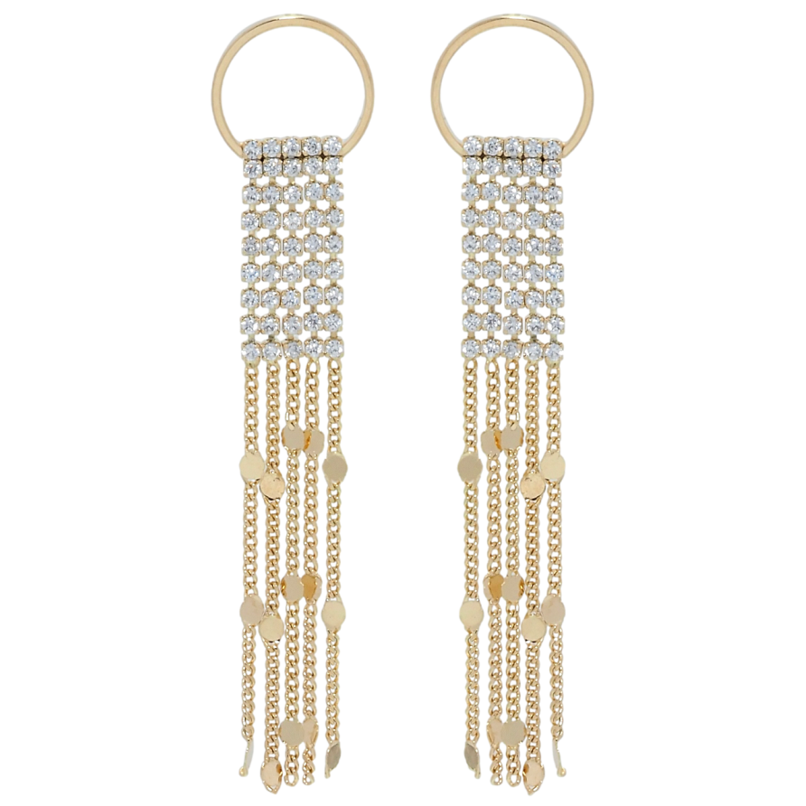 Сережки Xuping QQMM Позолота 18K пусети Ланцюжки на колечку фото №1 Сережки Xuping QQMM Позолота 18K пусети Ланцюжки на колечку фото №1