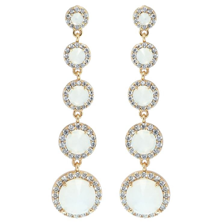 Сережки Xuping QQMM Позолота 18K пусети Підвіски молочні фіаніти в обрамленні цирконію фото №24