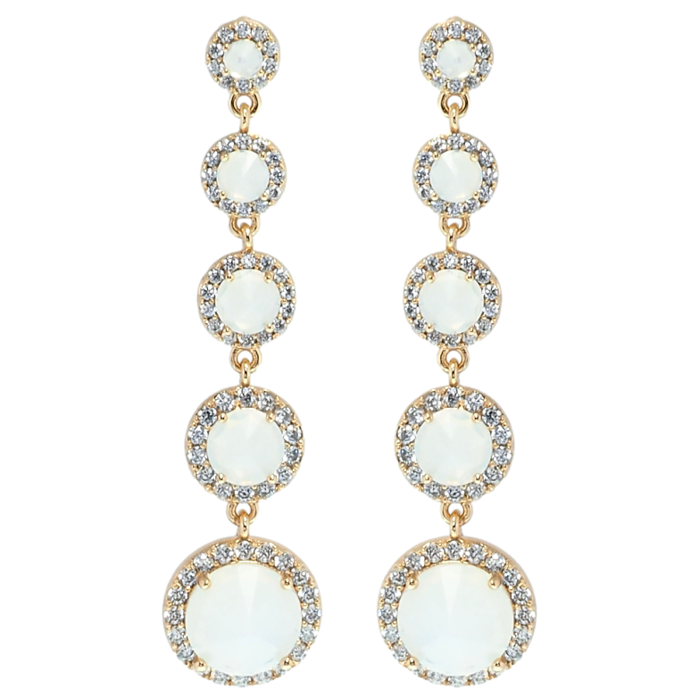 Сережки Xuping QQMM Позолота 18K пусети Підвіски молочні фіаніти в обрамленні цирконію фото №1 Сережки Xuping QQMM Позолота 18K пусети Підвіски молочні фіаніти в обрамленні цирконію фото №1