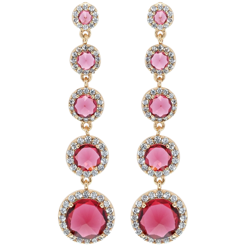 Серьги Xuping QQMM Позолота 18K пусеты Подвески малиновый фианиты в обрамлении циркония фото №1 Серьги Xuping QQMM Позолота 18K пусеты Подвески малиновый фианиты в обрамлении циркония фото №1