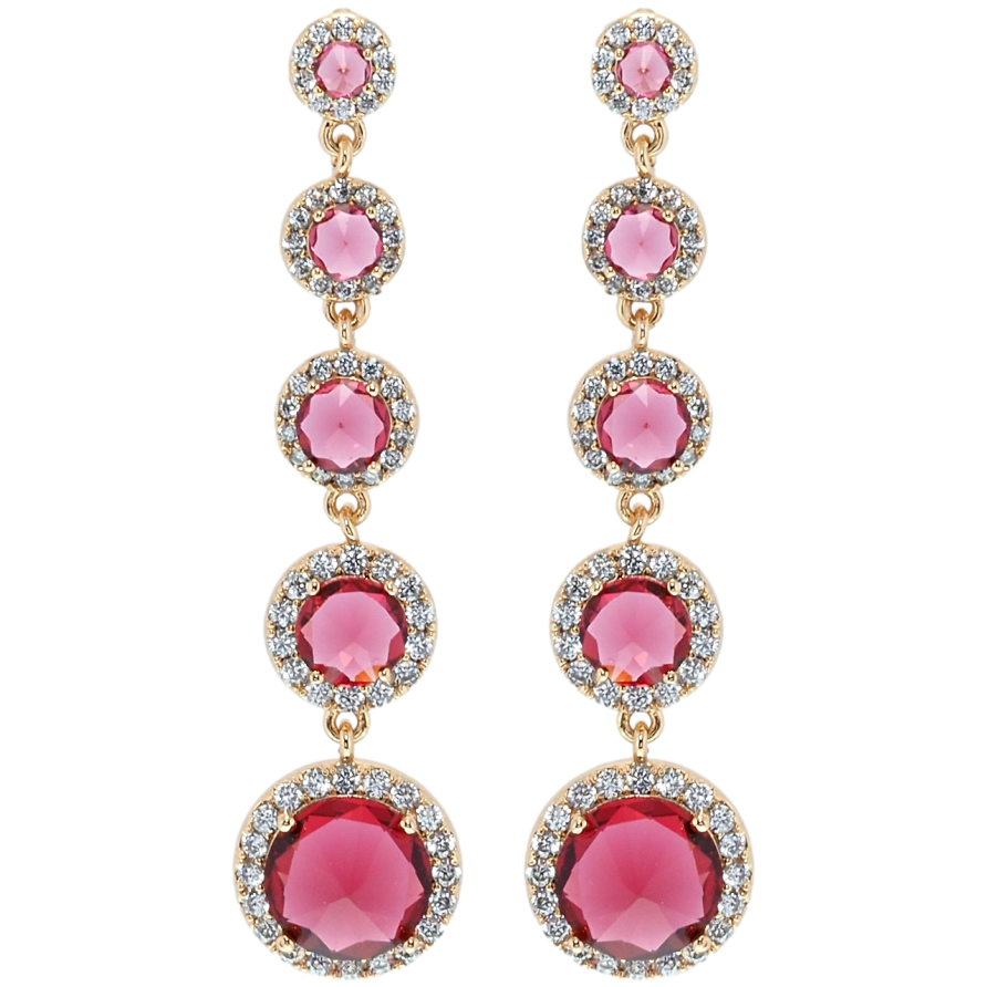 Серьги Xuping QQMM Позолота 18K пусеты Подвески малиновый фианиты в обрамлении циркония фото №1 Серьги Xuping QQMM Позолота 18K пусеты Подвески малиновый фианиты в обрамлении циркония фото №1