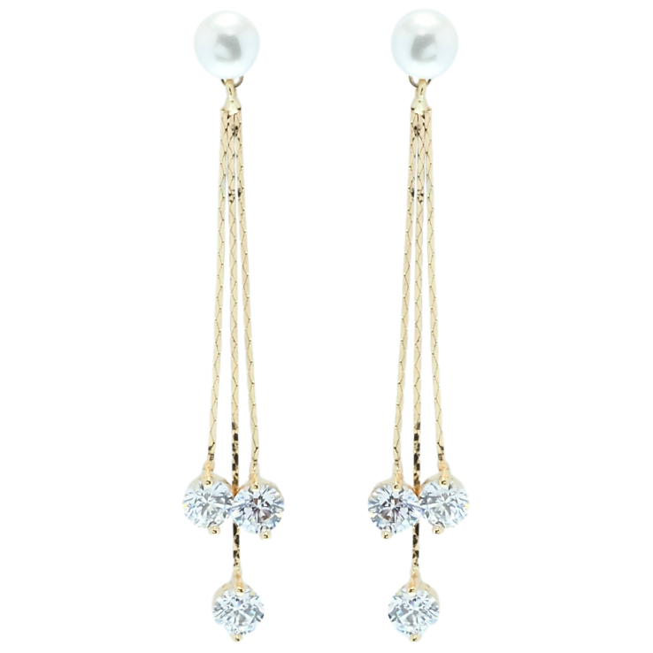 Сережки Xuping QQMM Позолота 18K пусети Фіаніти на ланцюжках фото №23