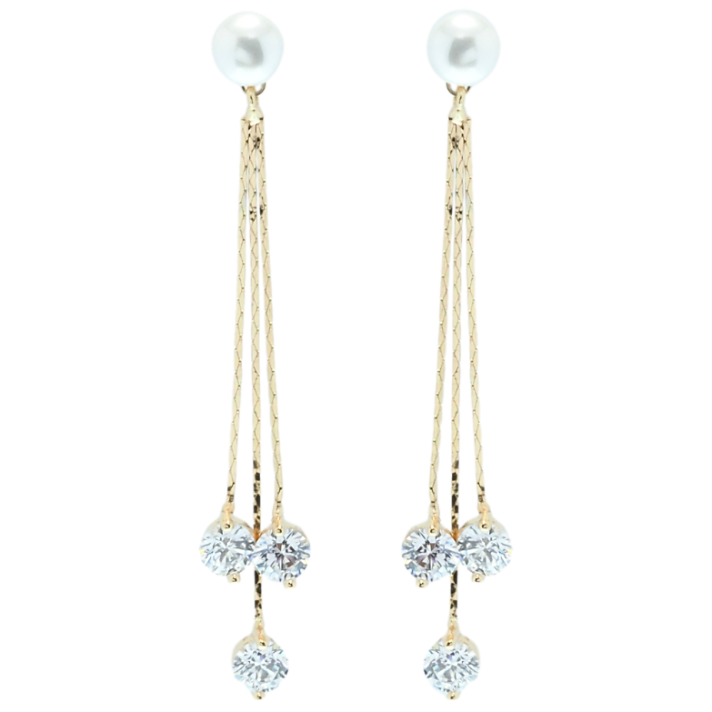 Сережки Xuping QQMM Позолота 18K пусети Фіаніти на ланцюжках фото №1 Сережки Xuping QQMM Позолота 18K пусети Фіаніти на ланцюжках фото №1