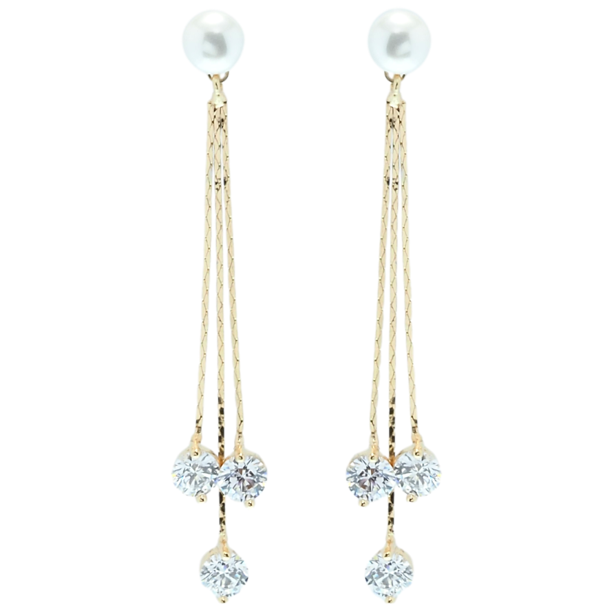 Сережки Xuping QQMM Позолота 18K пусети Фіаніти на ланцюжках фото №1 Сережки Xuping QQMM Позолота 18K пусети Фіаніти на ланцюжках фото №1