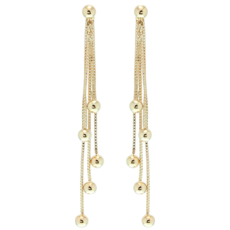 Серьги Xuping QQMM Позолота 18K пусеты Шарики на цепочках фото №1 Серьги Xuping QQMM Позолота 18K пусеты Шарики на цепочках фото №1