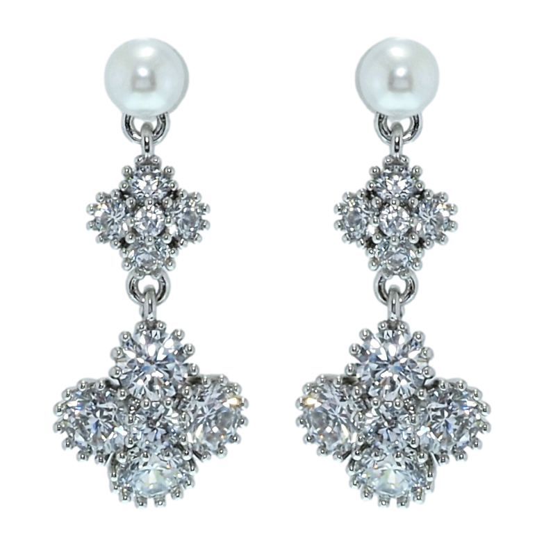 Сережки Xuping QQMM Родій пусети Елегантні підвіски з фіанітами та перлами фото №2 Сережки Xuping QQMM Родій пусети Елегантні підвіски з фіанітами та перлами фото №2