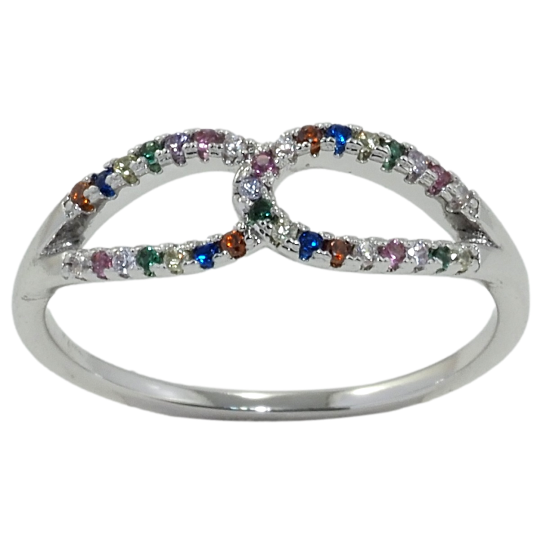 Каблучка Xuping Родій Петелі з різнобарвним цирконієм фото №1