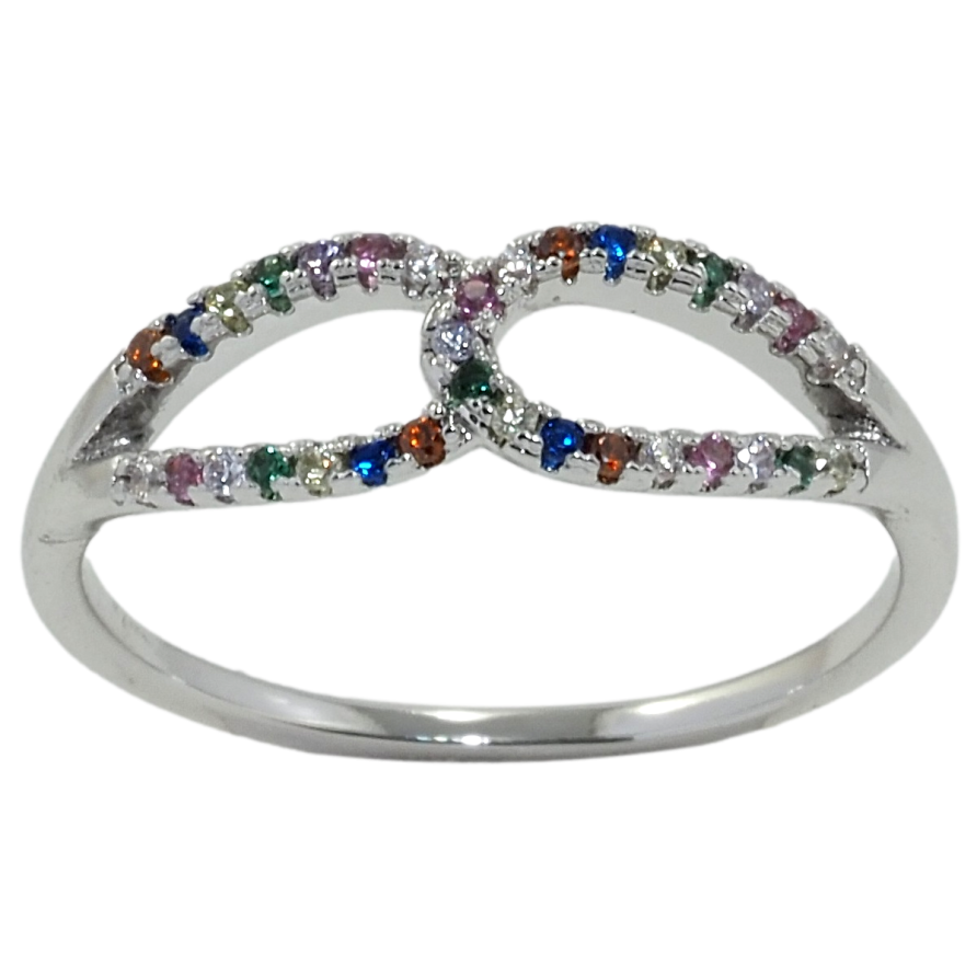 Каблучка Xuping Родій Петелі з різнобарвним цирконієм фото №1 Каблучка Xuping Родій Петелі з різнобарвним цирконієм фото №1