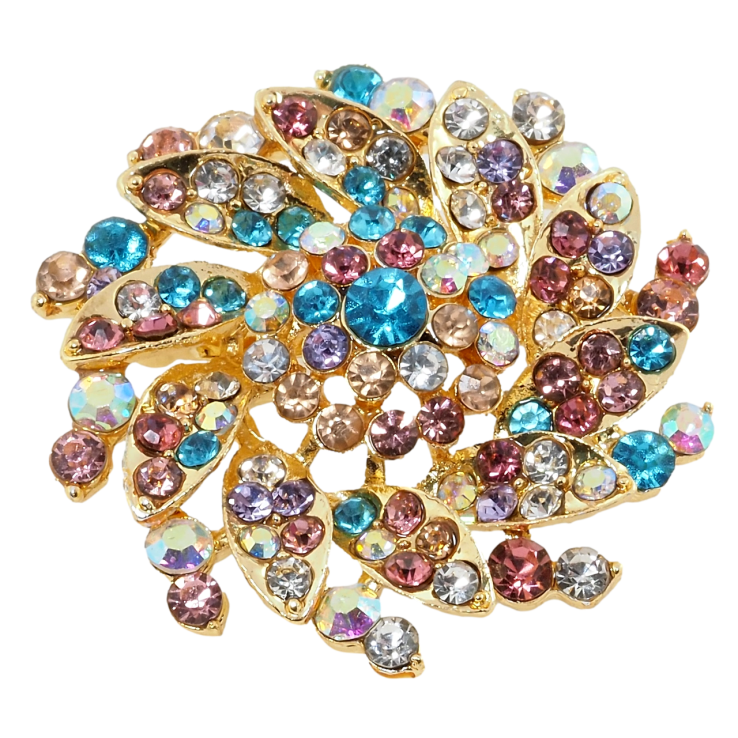Брошь Цветок с цветными стразами фото №18 Брошь Цветок с цветными стразами фото №18