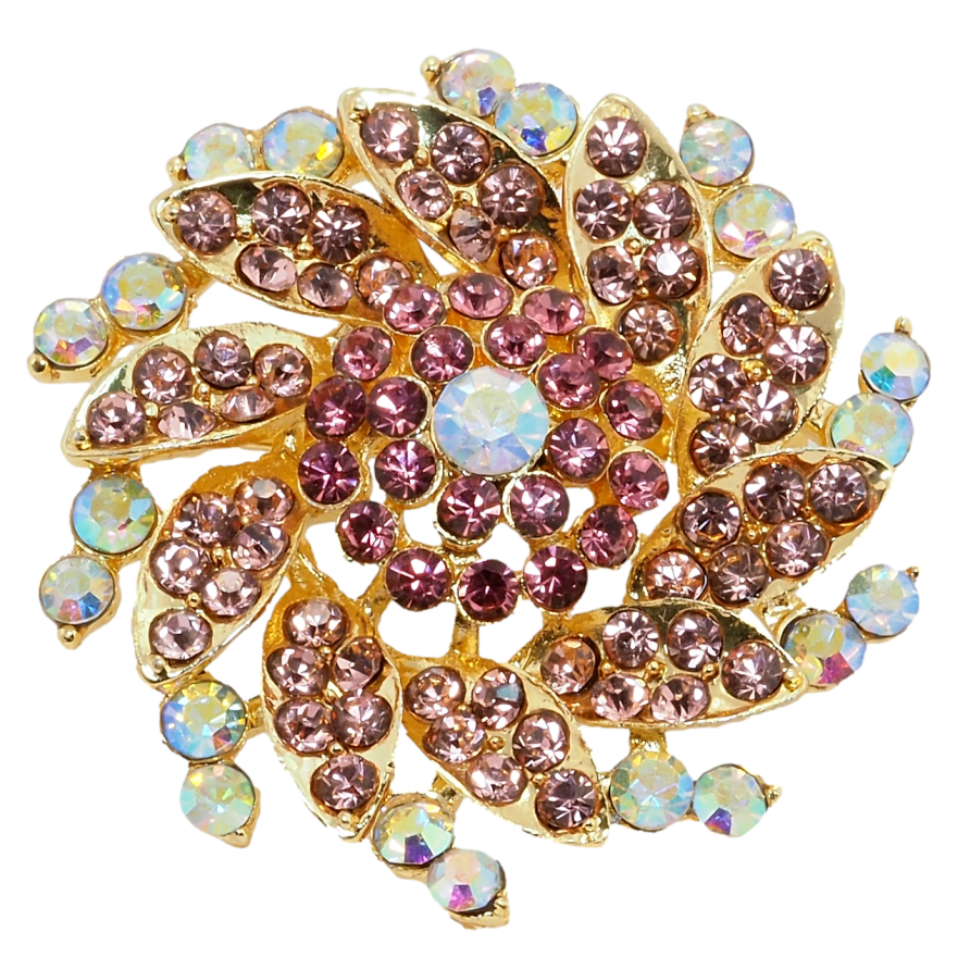 Брошка Квітка з рожевими стразами фото №1 Брошка Квітка з рожевими стразами фото №1