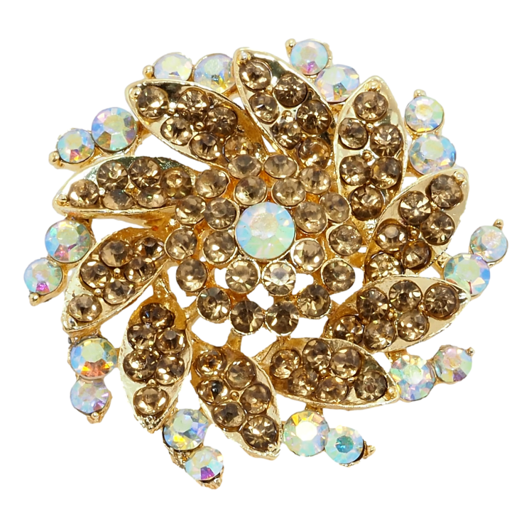 Брошка Квітка з коричневими стразами фото №12 Брошка Квітка з коричневими стразами фото №12