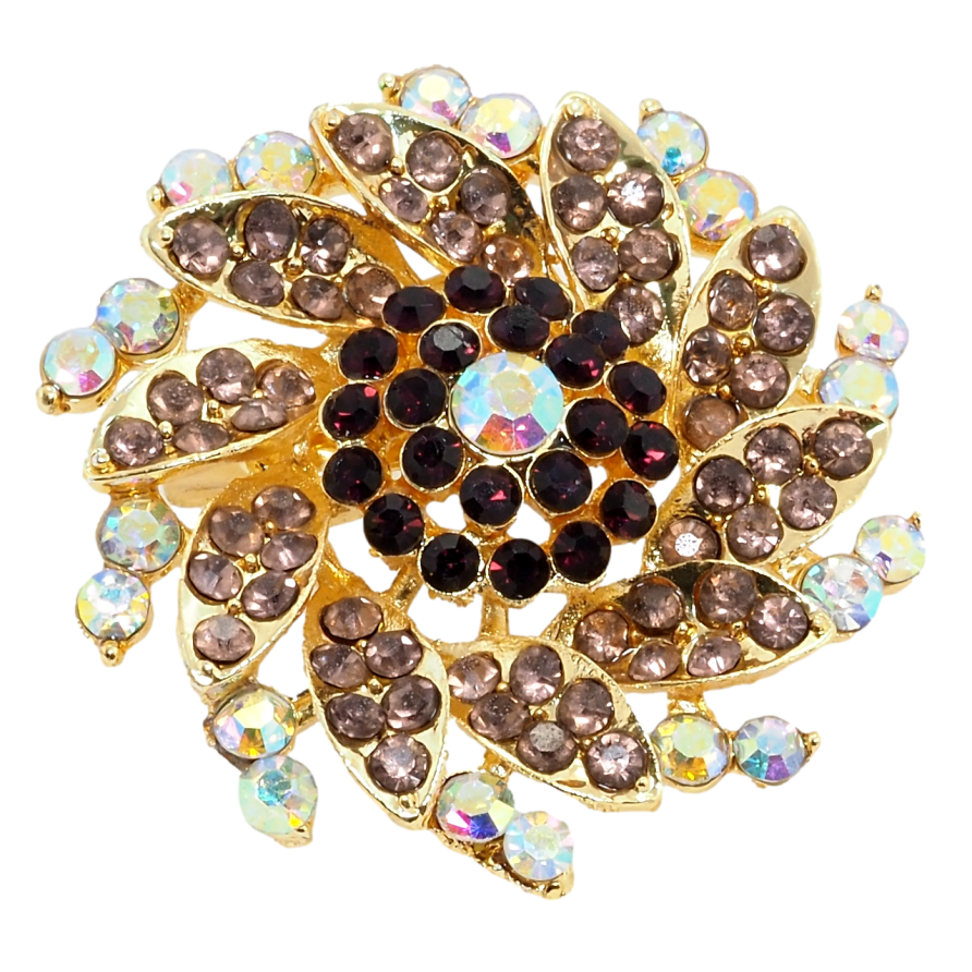 Брошка Квітка з бордовими стразами фото №1 Брошка Квітка з бордовими стразами фото №1