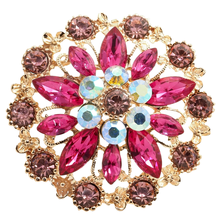 Брошь Цветок с розовыми стразами фото №7 Брошь Цветок с розовыми стразами фото №7