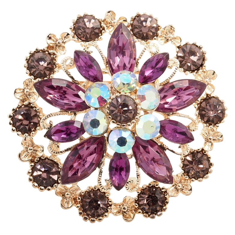 Брошь Цветок с бордовыми стразами фото №1 Брошь Цветок с бордовыми стразами фото №1