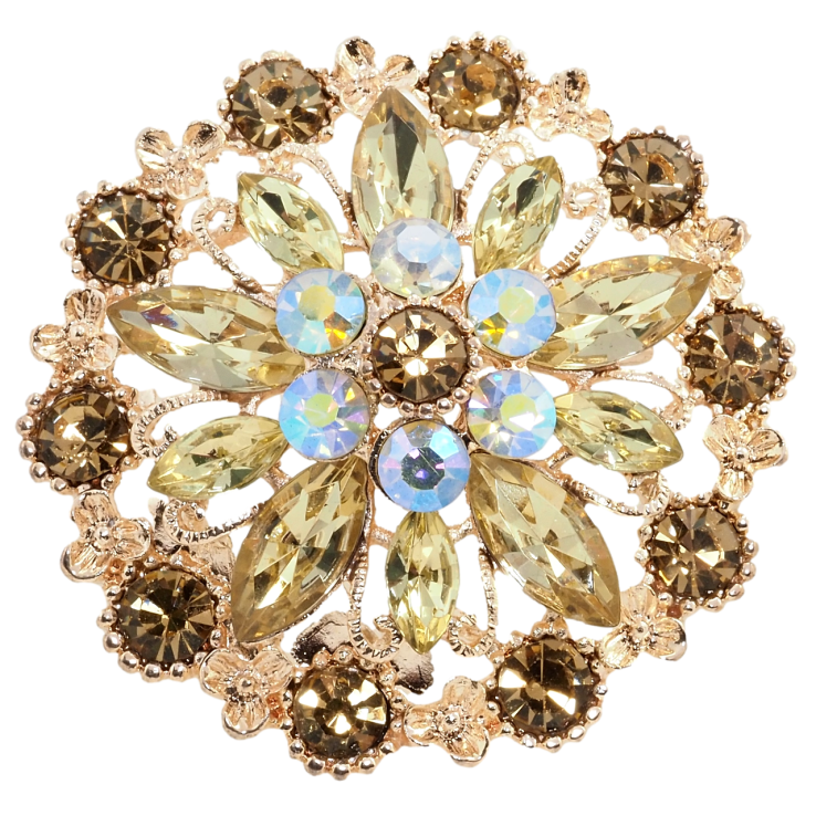 Брошка Квітка із золотистими стразами фото №5 Брошка Квітка із золотистими стразами фото №5