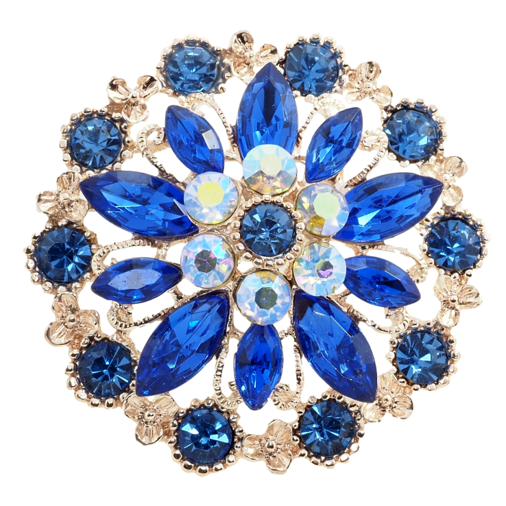 Брошка Квітка з синіми стразами фото №7 Брошка Квітка з синіми стразами фото №7