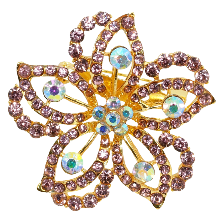Брошка Квітка з рожевими стразами фото №2 Брошка Квітка з рожевими стразами фото №2